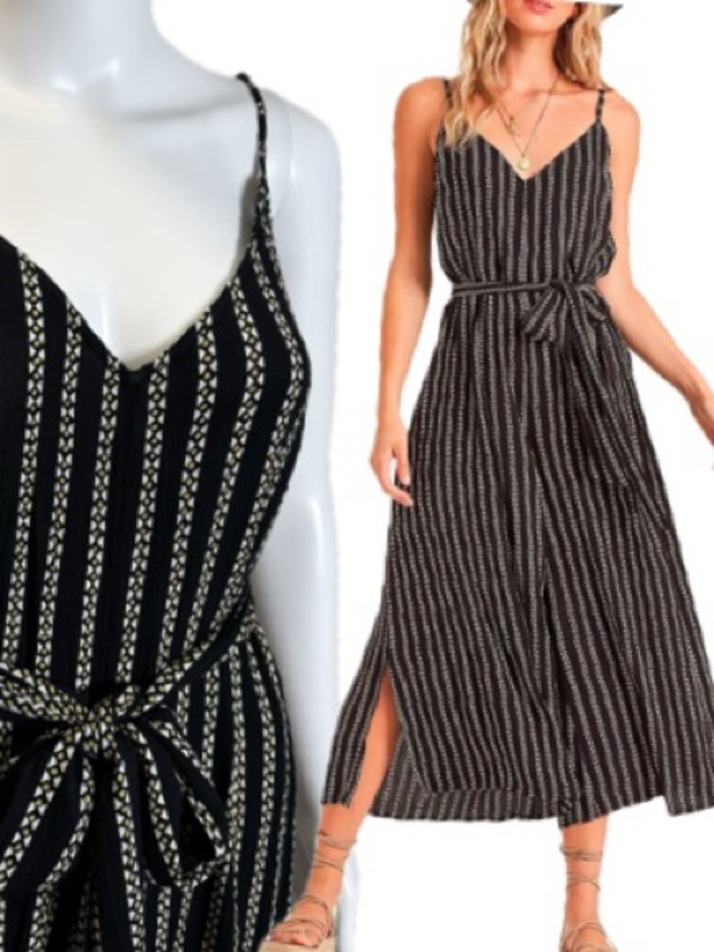 Billabong Striped Aztec Print Jumpsuit Size M Black Cropped Wide Leg Culottes